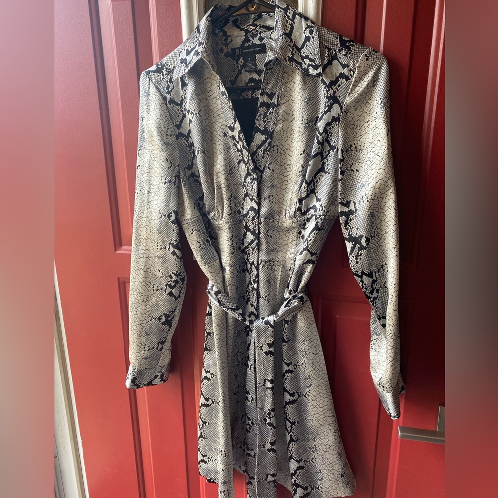 INC International Concepts snakeskin silk wrap shirt-dress